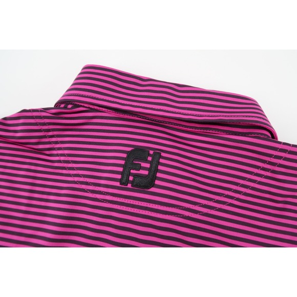 Footjoy Men's Medium Purple Striped Golf Performance Polo Shirt Military Marines - Picture 3 of 7